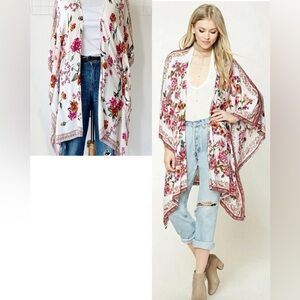 GORGEOUS FOREVER 21 FLORAL KIMONO XL/1X BEAUTIFUL PRINT,GENEROUS CUT, BOHO VIBES